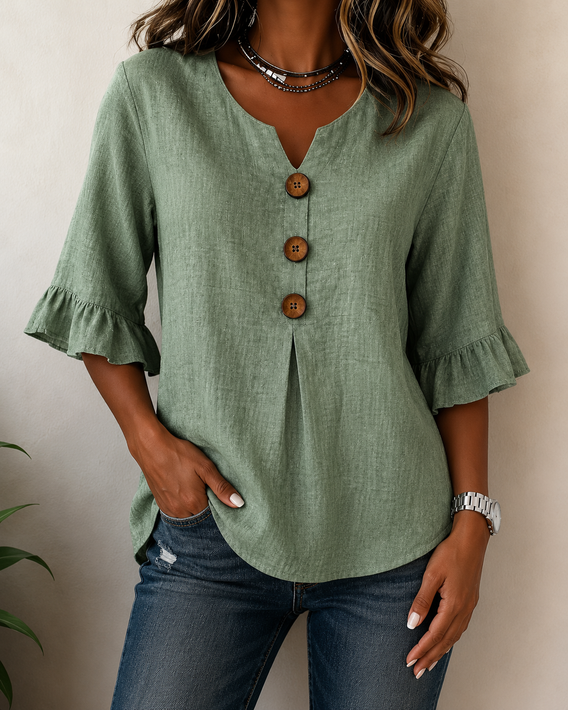 Amelie™ | Buikcamouflerende Blouse Met Knopen