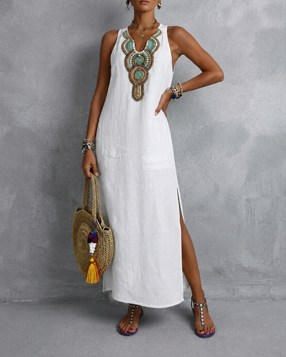 Colette™ | Buikbedekkende Mouwloze Maxi Jurk