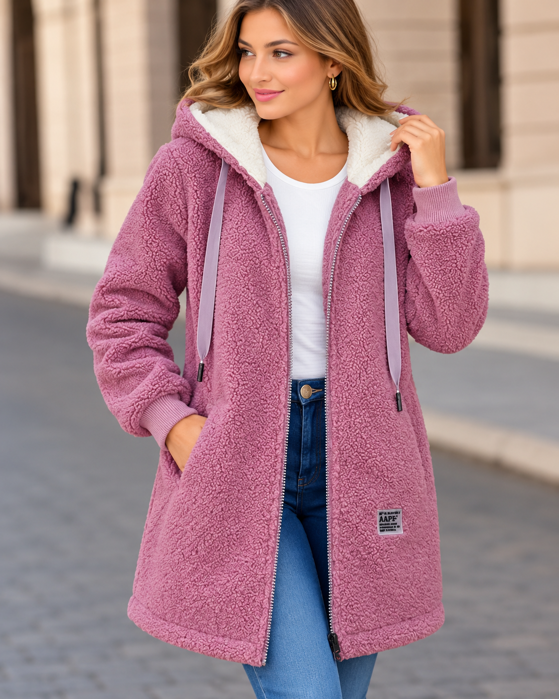 Nicole™ | Warme Lange Fleece Jas Met Capuchon