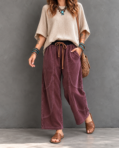 Marae™ | Comfortabele Ribfluwelen Broek met Elastische Taille