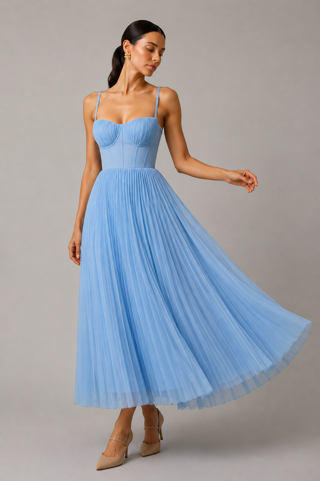Lisette™ | Elegante Buikbedekkende Geplooide Maxi Jurk