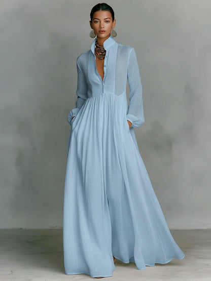 Lena™ | Stijlvolle Maxi Jurk Met Knopen