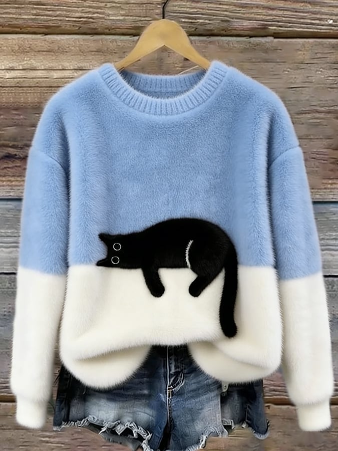 Lora™ | Zachte Oversized Trui Met Kattenprint