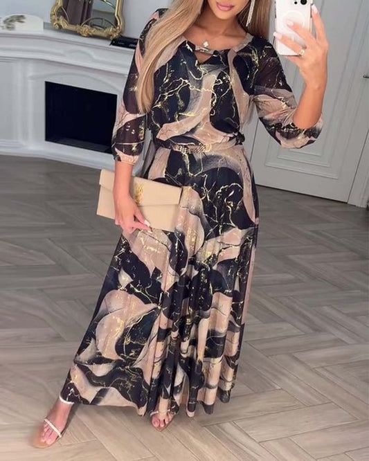 Marise™ | Elegante maxi jurk met abstracte print