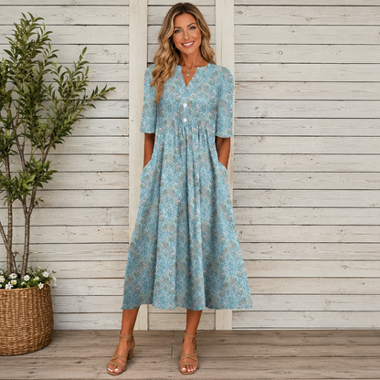 Danica™ | Soepelvallende Bloemen Midi Jurk