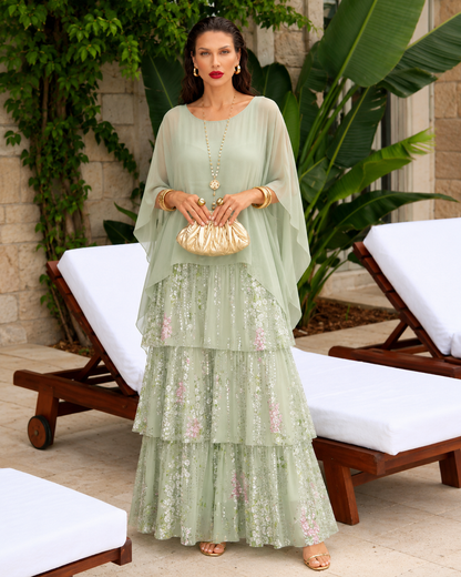 Amélie™ | Elegante Buikbedekkende Chiffon Maxi Jurk