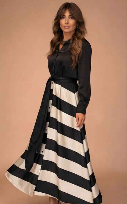 Romy™ | Elegante Gestreepte Maxi Jurk