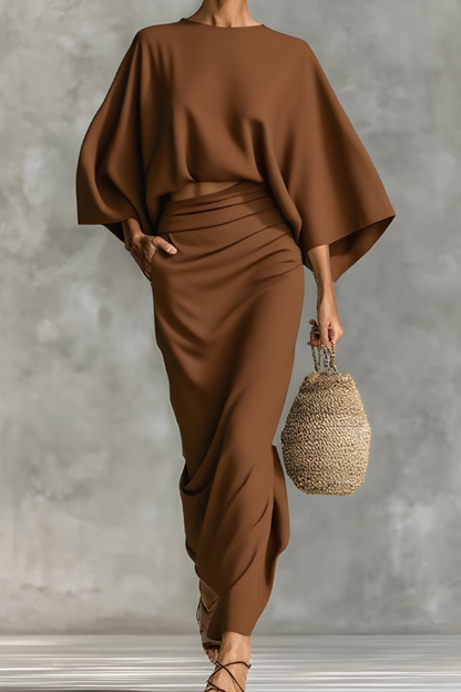 Elara™ | Chique gedrapeerde top en rok set