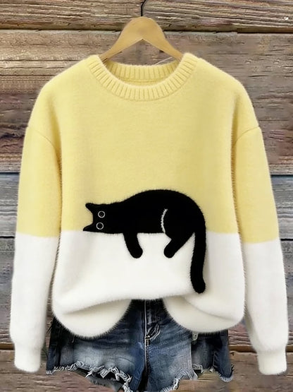 Paula™ | Zachte Oversized Trui Met Kattenprint