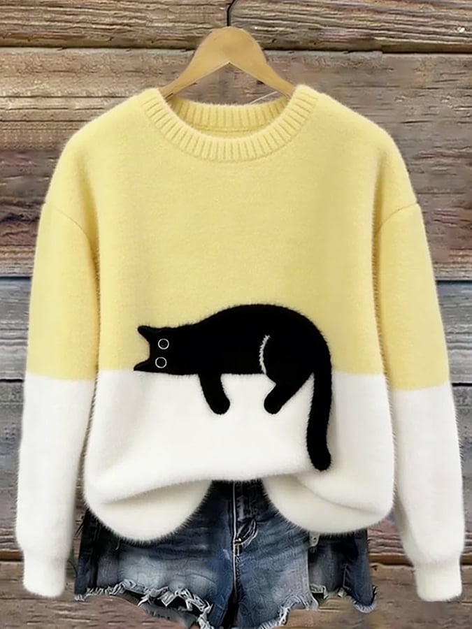 Lora™ | Zachte Oversized Trui Met Kattenprint 7