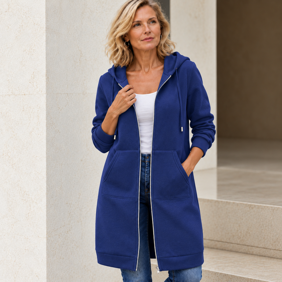 Esmee™ | Lange Fleece Jas Met Capuchon En Rits