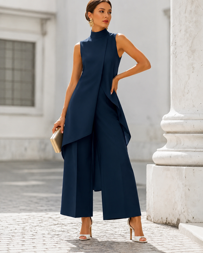 Fleur™ | Elegante Jumpsuit Met Gedrapeerde Hoge Hals