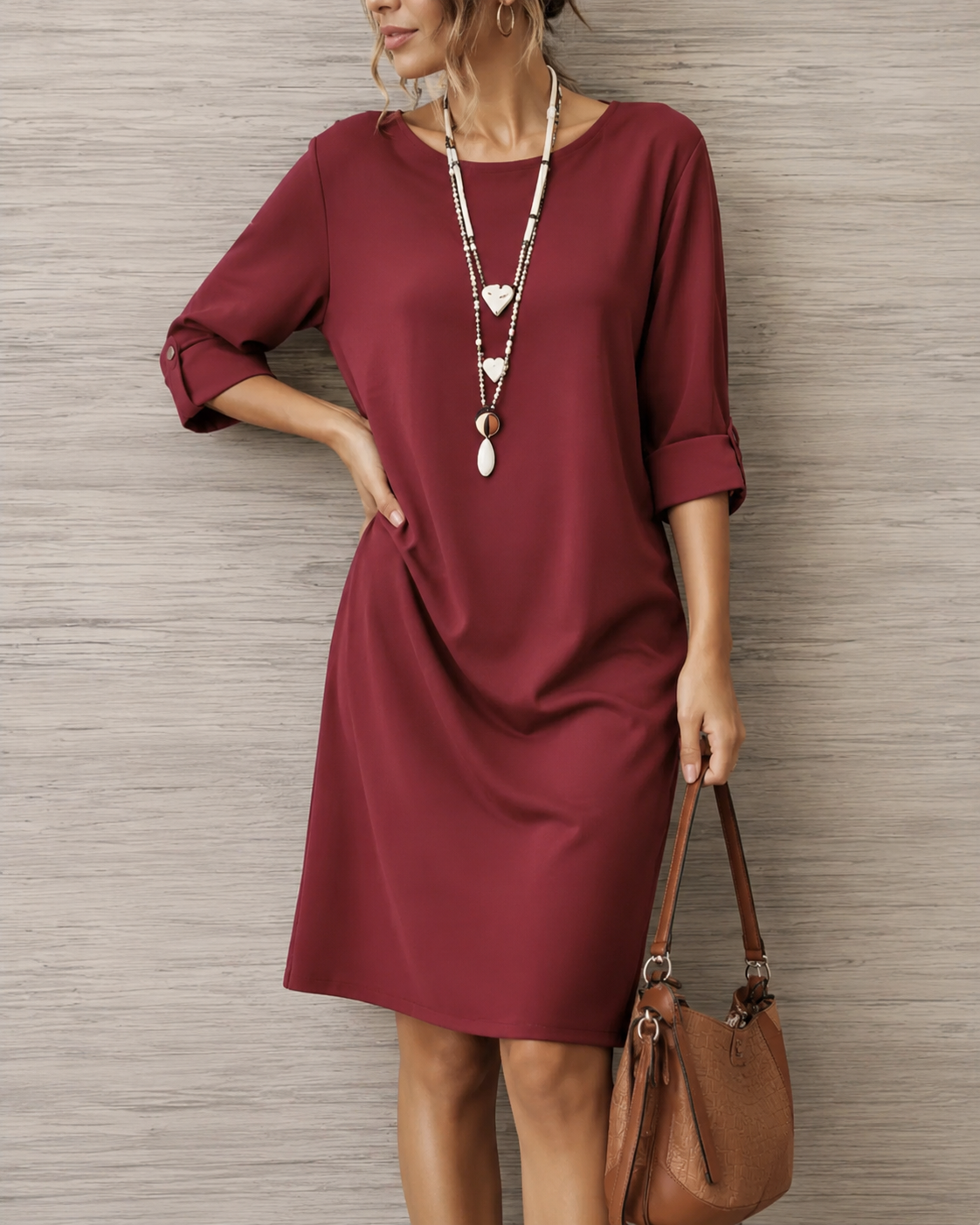 Marieke™ | Casual Buikbedekkende Midi Jurk Met Zakken