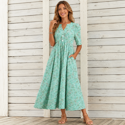 Danica™ | Soepelvallende Bloemen Midi Jurk