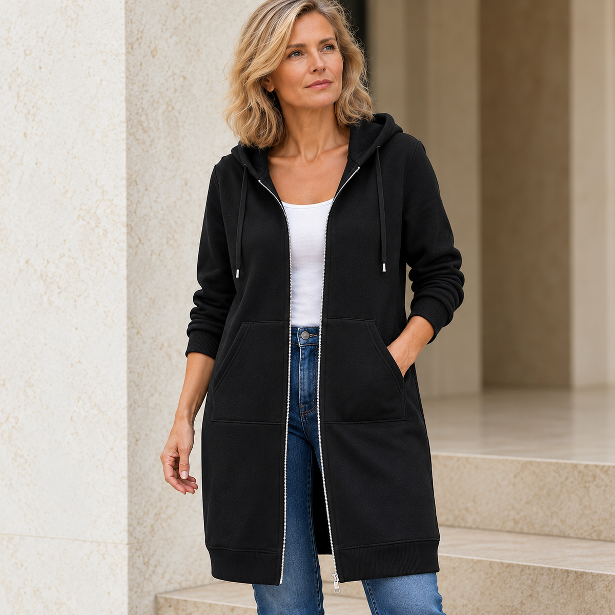 Esmee™ | Lange Fleece Jas Met Capuchon En Rits