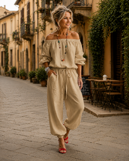 Alba™ | Relaxte Jumpsuit Met Veterdetail