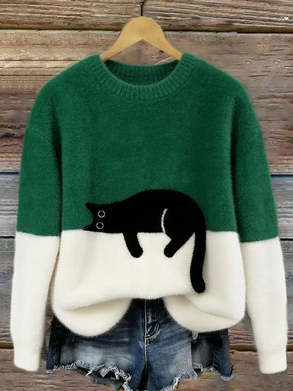 Paula™ | Zachte Oversized Trui Met Kattenprint