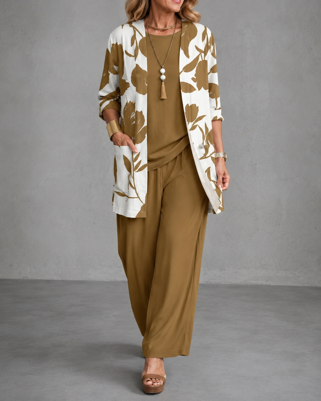 Anneke™ | Elegante Driedelige Set Met Print
