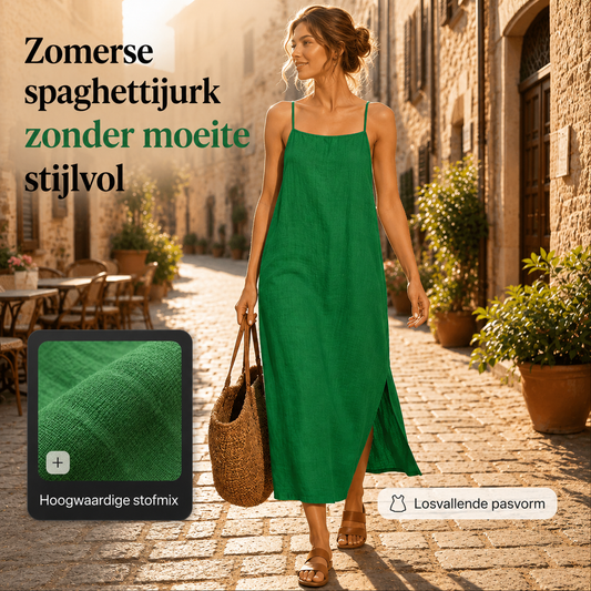 Ivara™ | Buikbedekkende Linnen-Look Maxi Jurk