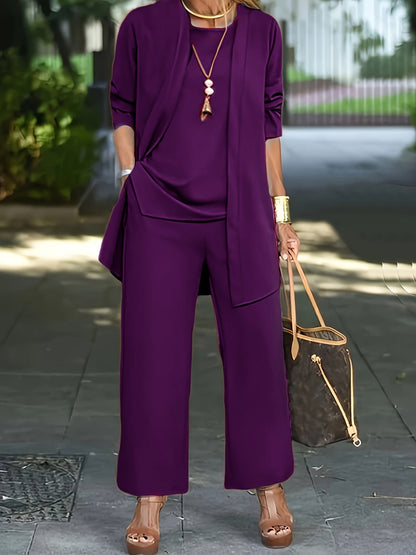Cilla™ | Chique driedelige set in effen kleur 12