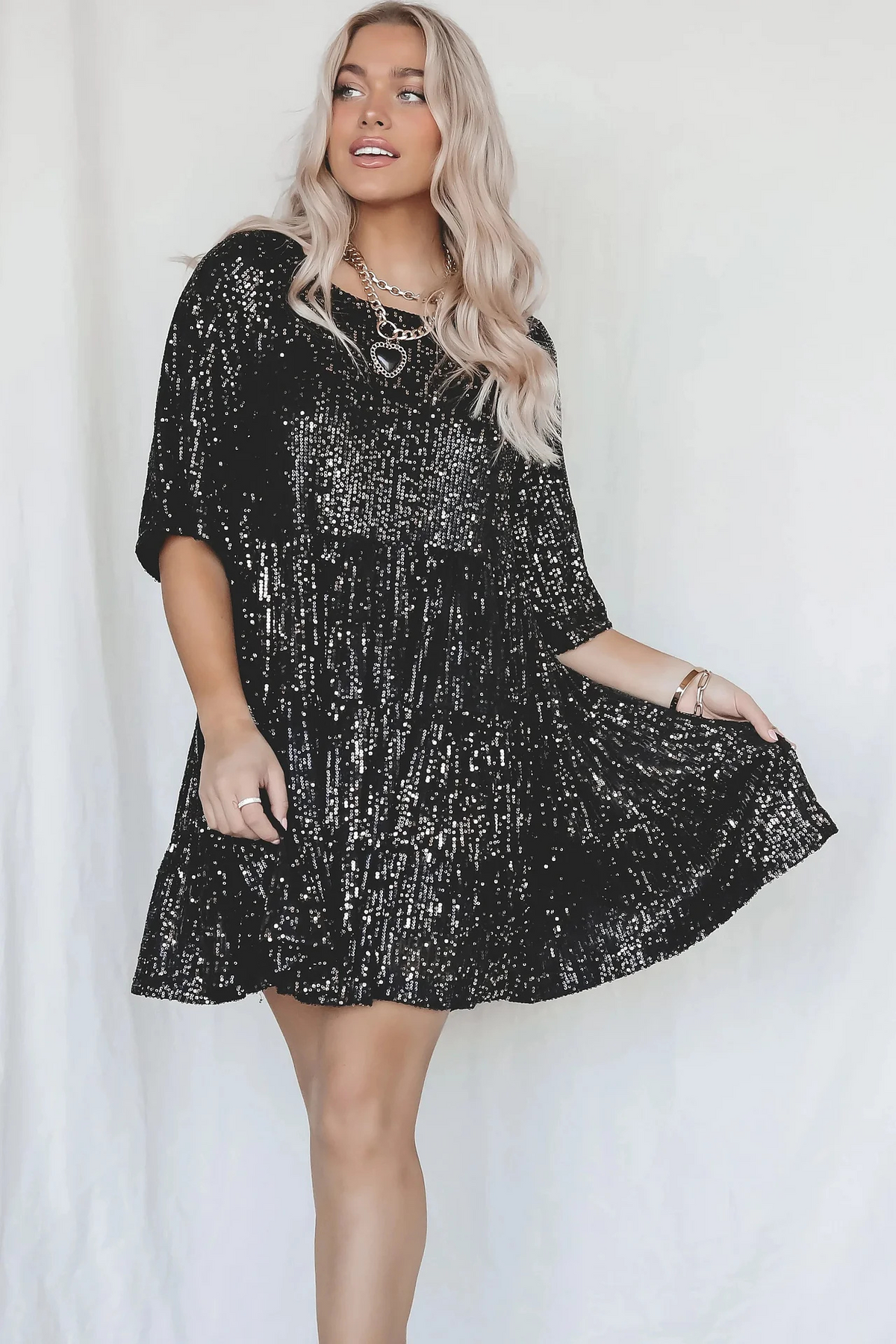 Lilia™ | Elegante losse feestjurk met pailletten