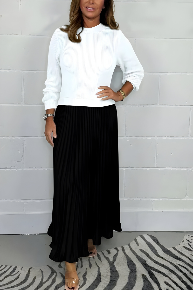 Elara™ | Elegante geplisseerde maxi jurk