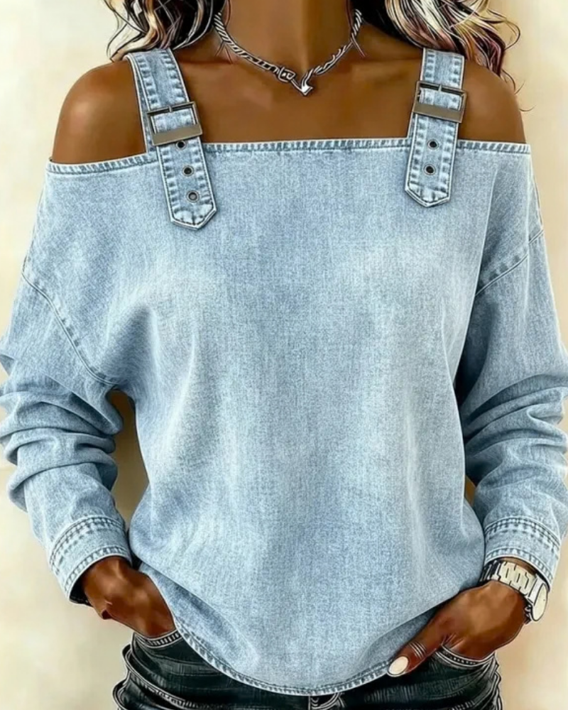 Teya™ | Moderne Denim Top Met Bandjes
