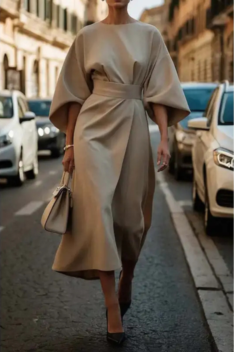 Mira™ | Elegante Midi Jurk Met Riem