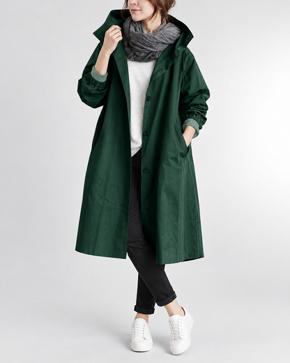 Vina™ | Warme Lange Trenchcoat Met Capuchon