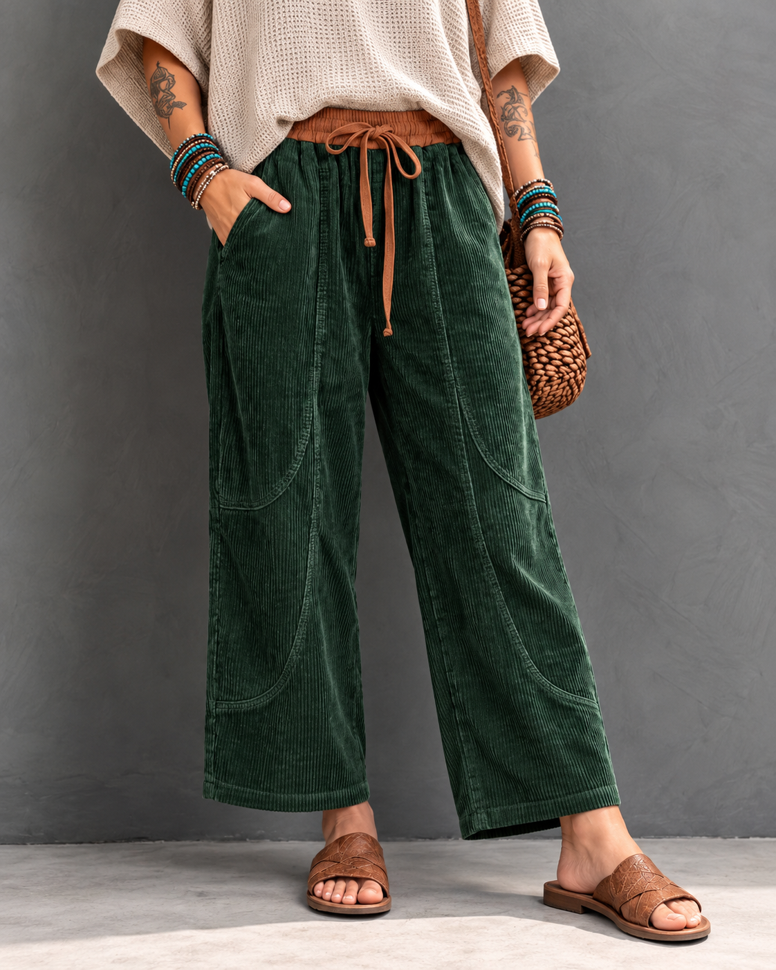 Marae™ | Comfortabele Ribfluwelen Broek met Elastische Taille