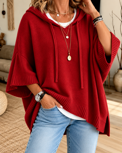 Norie™ | Comfortabele Gebreide Poncho Met Capuchon