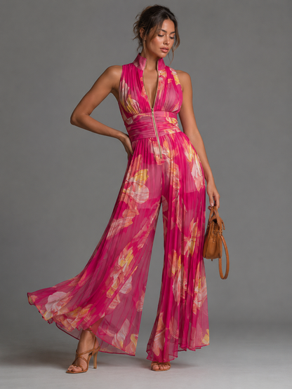 Elise™ | Chique Jumpsuit Met Halternek En Tailleband
