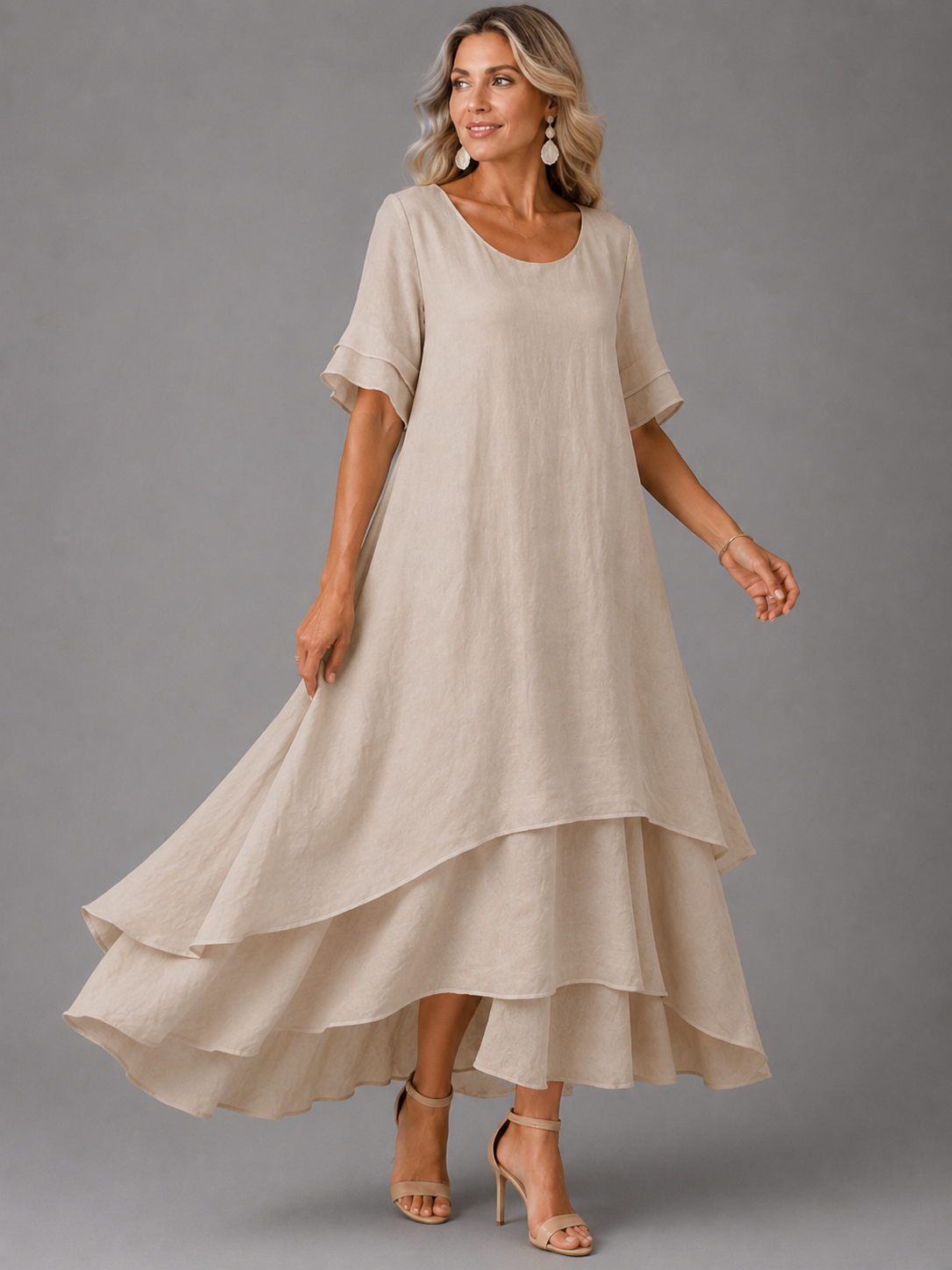Maëlle™ | Luchtige Buikcamouflerende Laagjes Maxi Jurk