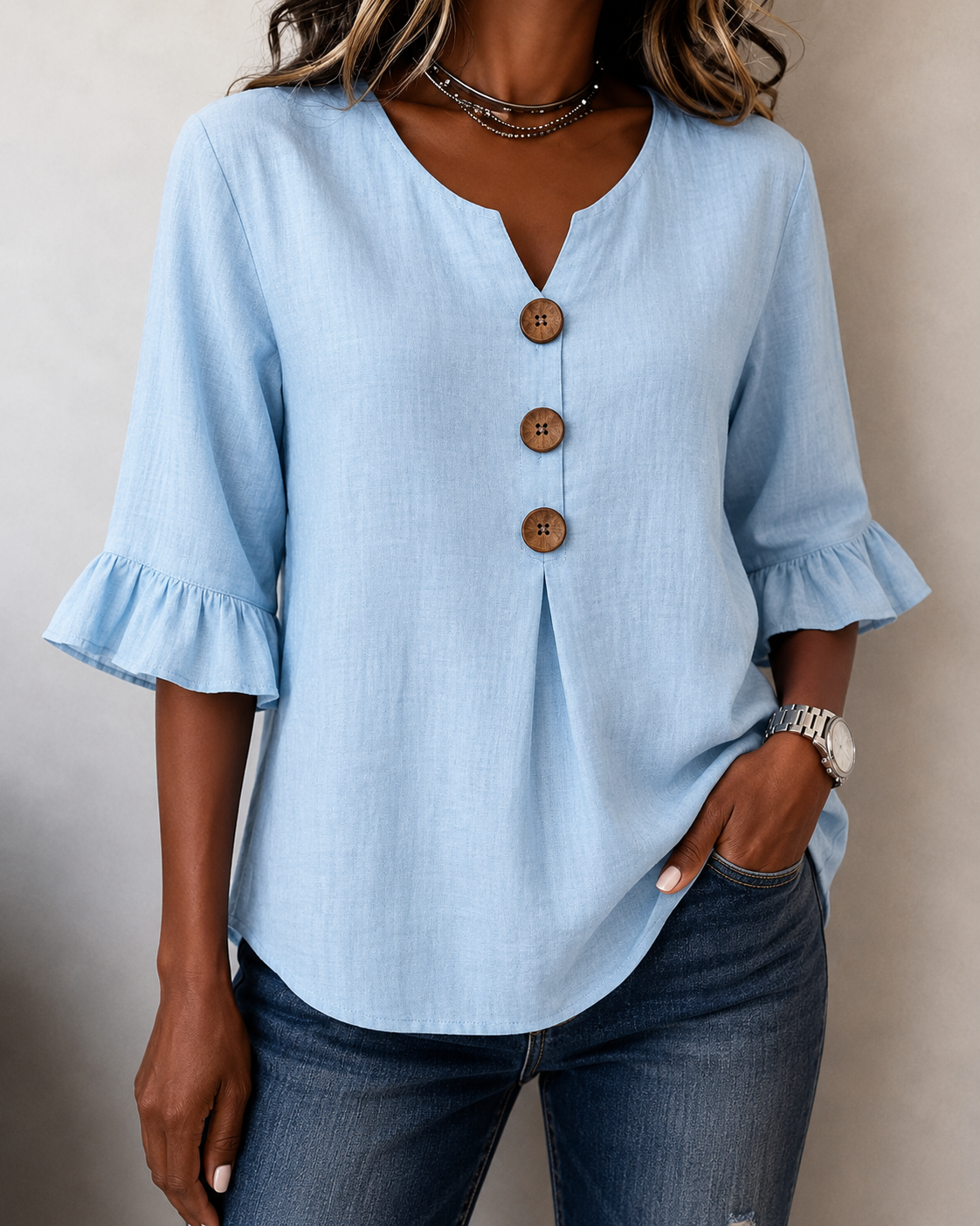 Amelie™ | Buikcamouflerende Blouse Met Knopen