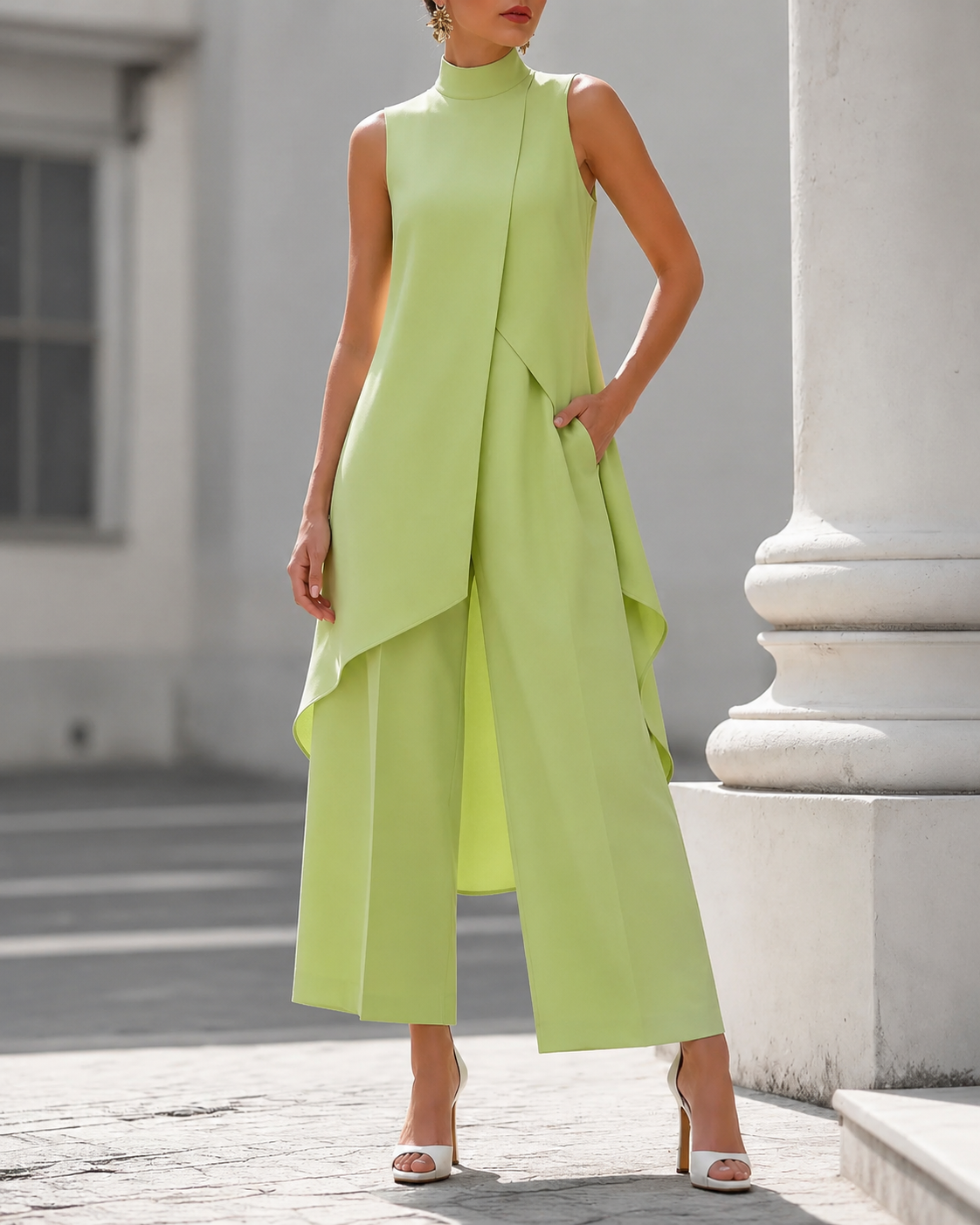 Fleur™ | Elegante Jumpsuit Met Gedrapeerde Hoge Hals