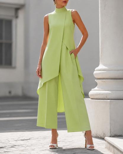 Fleur™ | Elegante Jumpsuit Met Gedrapeerde Hoge Hals