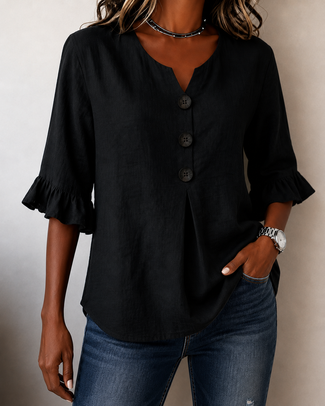 Amelie™ | Buikcamouflerende Blouse Met Knopen