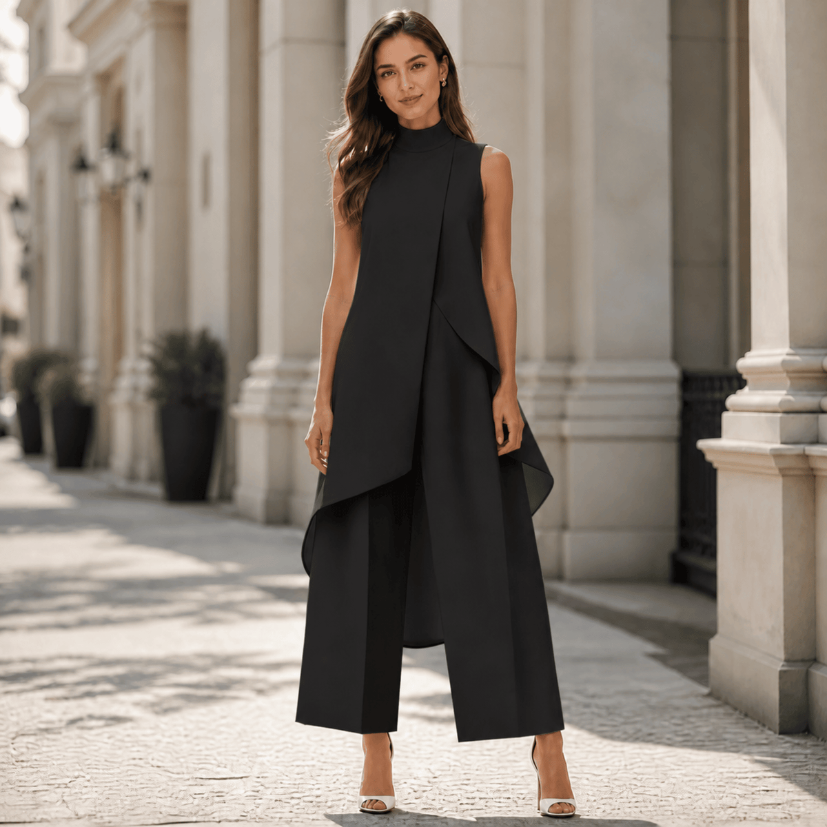 Leni™ | Elegante Mouwloze Set Met Wijde Broek 7