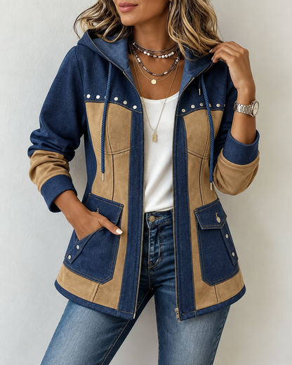 Demi™ | Comfortabele Patchwork Jas met Capuchon