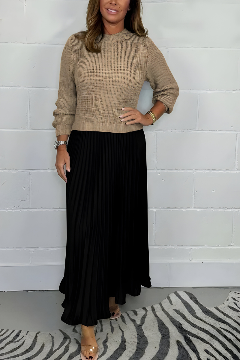 Elara™ | Elegante geplisseerde maxi jurk