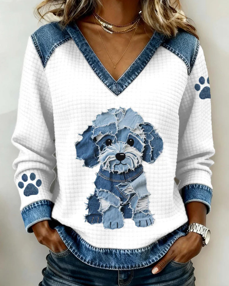 Dax™ | Comfortabele Trui Met Patchworkprint Van Dieren