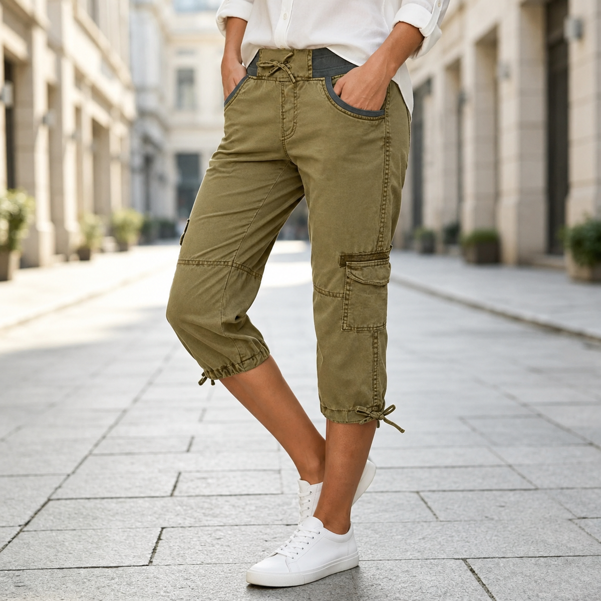 Els™ | Cargo Capri Broek Met Hoge Taille