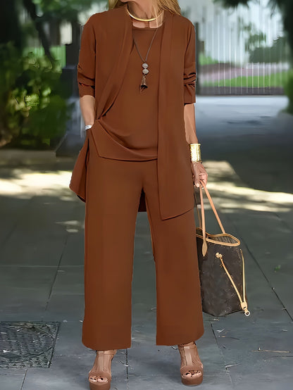 Cilla™ | Chique driedelige set in effen kleur 9