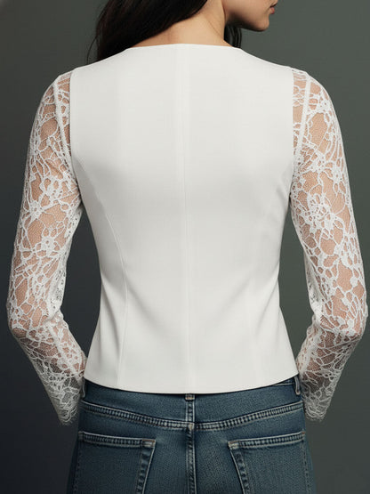 Marga™ | Elegante Blazer met Kanten Mouwen