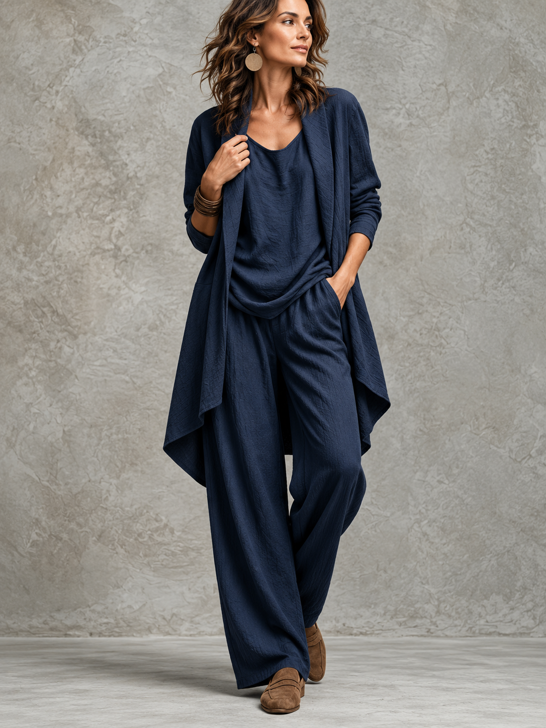 Sabine™ | Elegante Driedelige Set Met Wijde Broek