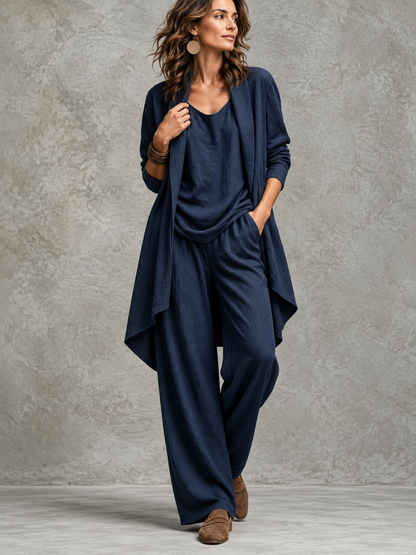 Sabine™ | Elegante Driedelige Set Met Wijde Broek