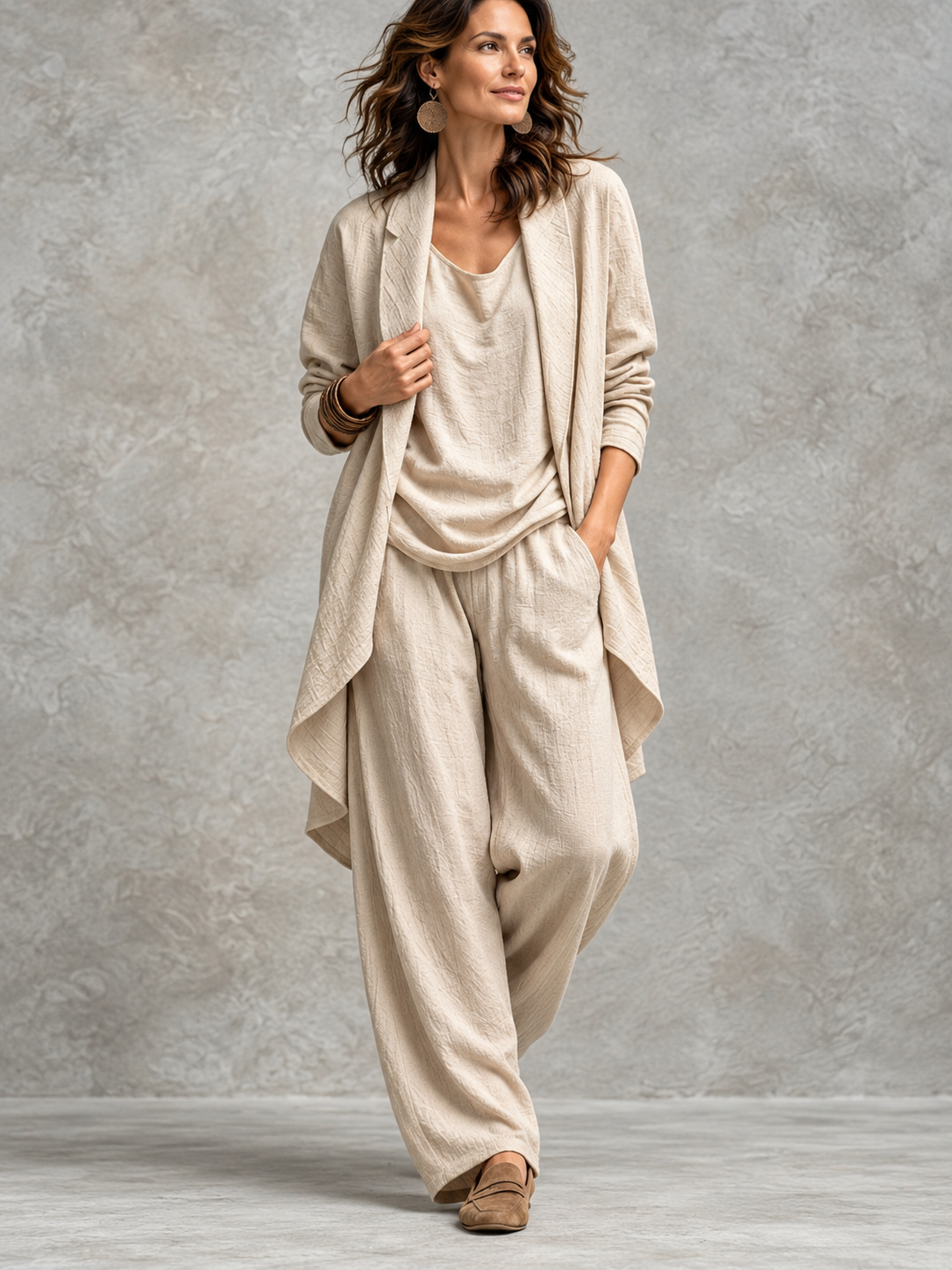 Sabine™ | Elegante Driedelige Set Met Wijde Broek