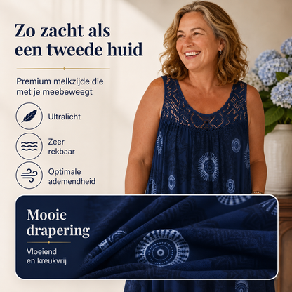 Noor™ | Buikcamouflerende Midi Jurk Met Abstracte Print