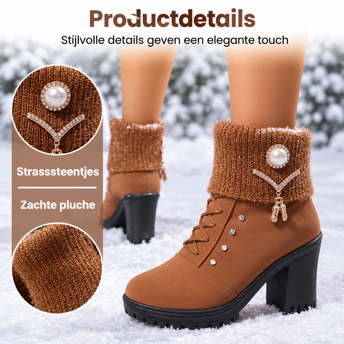 Sylvia™ | Warme Orthopedische Enkellaarsjes Met Blokhak