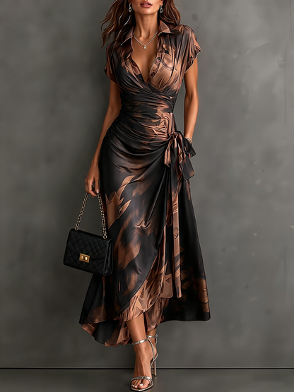 Danique™ | Buikcamouflerende Midi Wikkeljurk Met Print